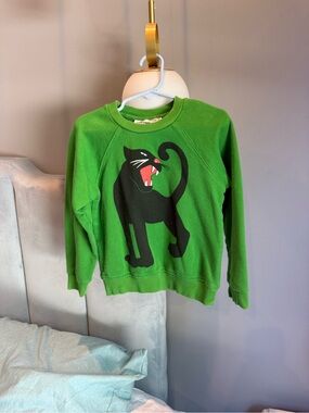 Mini Rodini Green Sweatshirt with Black Panther Motif